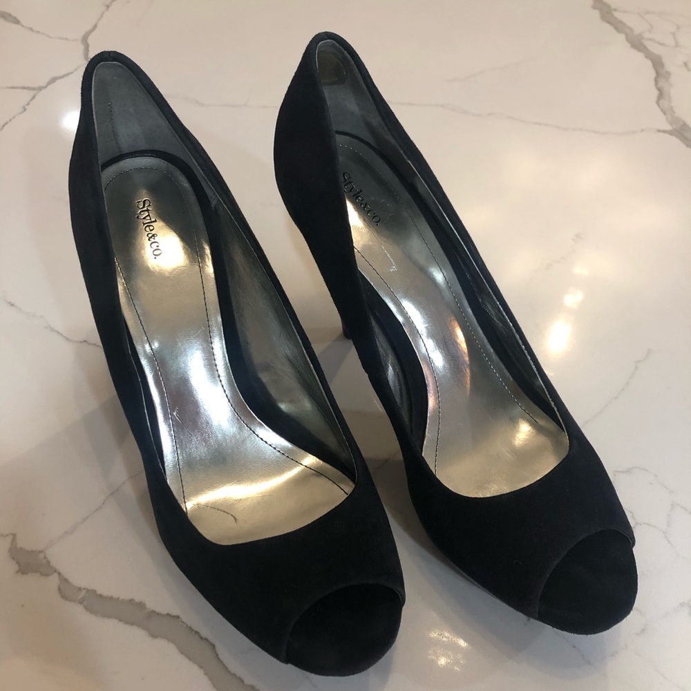 Style & Co Navy Open-Toe High Heel